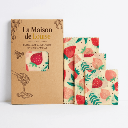 Set of 3 beeswax food wraps in sizes S, M and L
