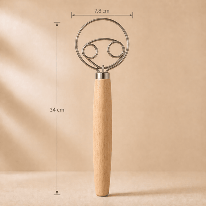 Danish dough whisk for bread dough and sourdough