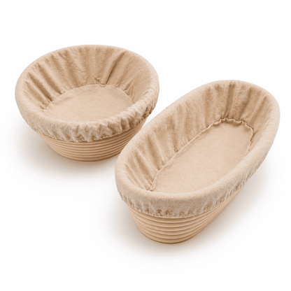 Round rattan bread proofing basket with fabric liner