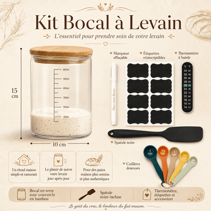 Homemade sourdough starter rising in a clear graduated jar