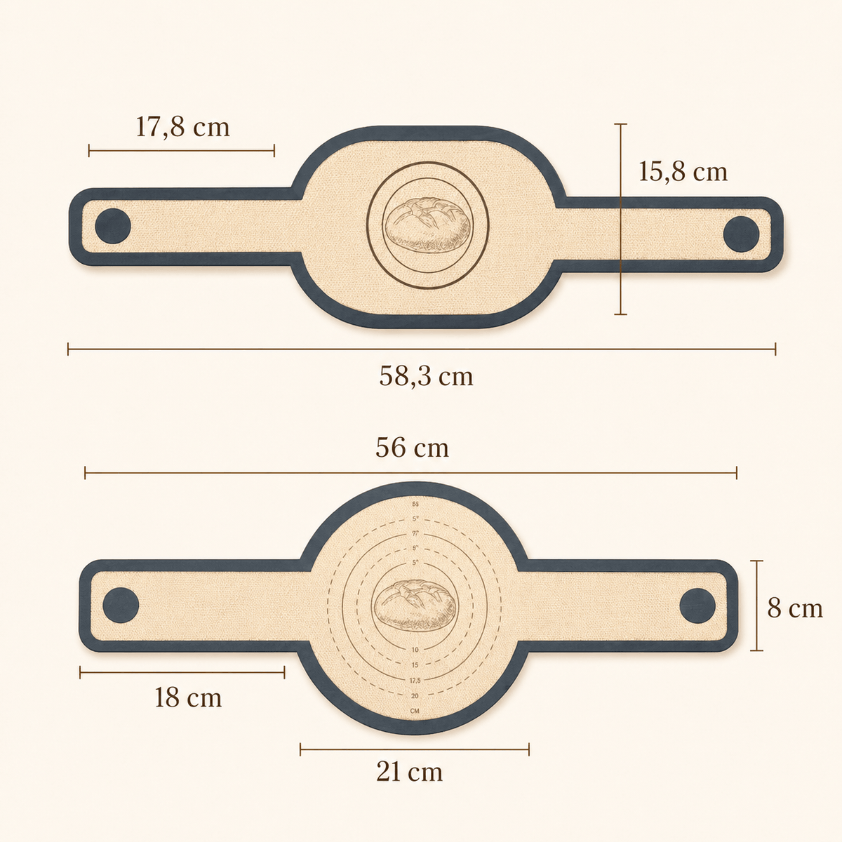 Long handles of the baking mat for burn-free loading